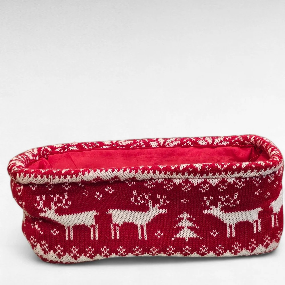 Nordic Design Red and White Collapsible Storage Baskets Set of 2